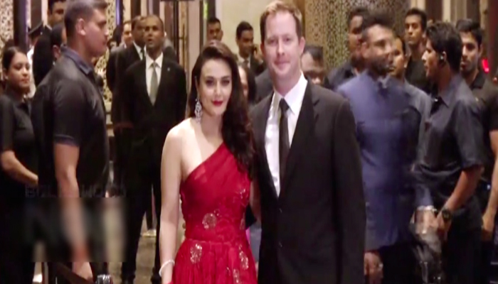 Preity Zinta looking resplendent in red