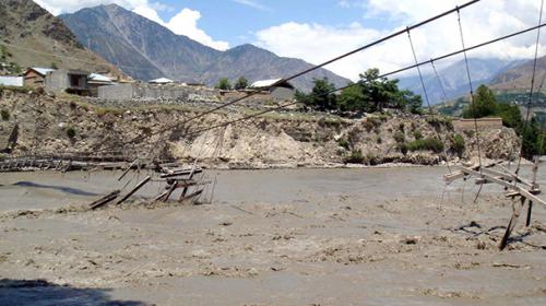 Floods wash away 40 link bridges, 104 houses in Chitral