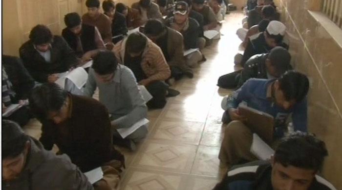 Quetta students forced to give exams on floor