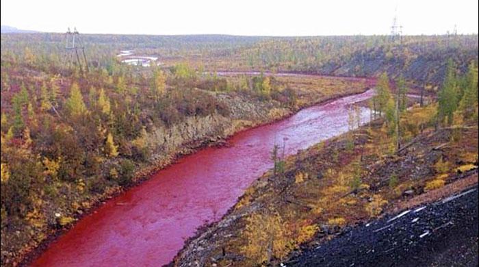 River in Arctic Russia mysteriously turns red