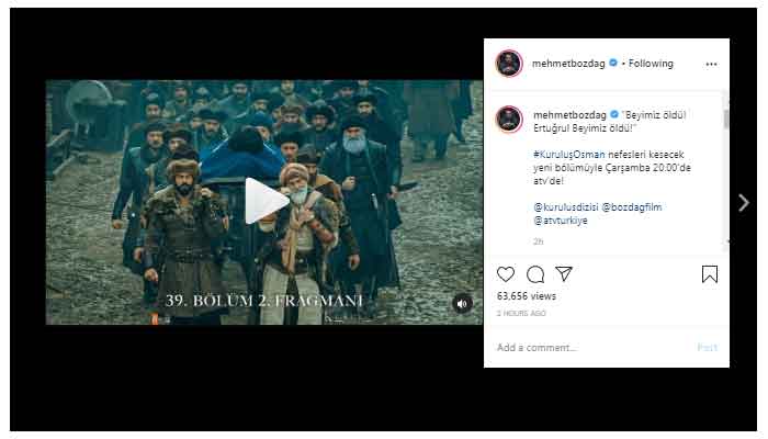 Ertugrul Bey is dead in Kurulus Osman upcoming episode