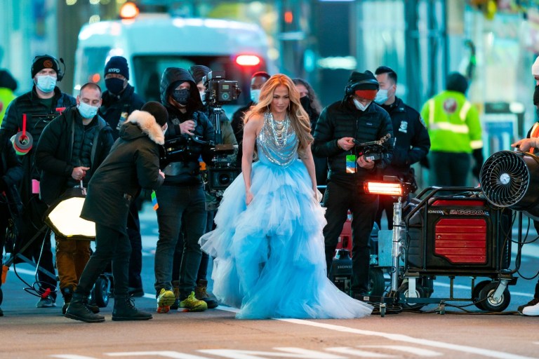 Jennifer Lopez films New Year's Eve performance