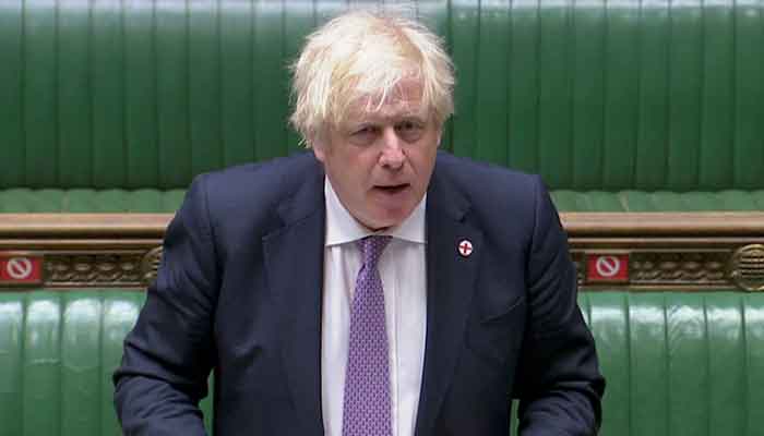 Britains PM Boris Johnson attends the weekly question time debate in Parliament, in London, Britain, July 7, 2021. — UK Parliament/Reuters TV via REUTERS