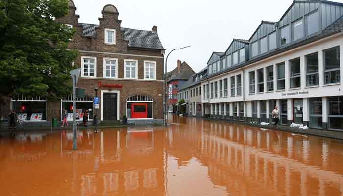 A street is flooded following heavy rainfalls in Erftstadt, Germany, July 16, 2021. — Reuters/Thilo Schmuelgen