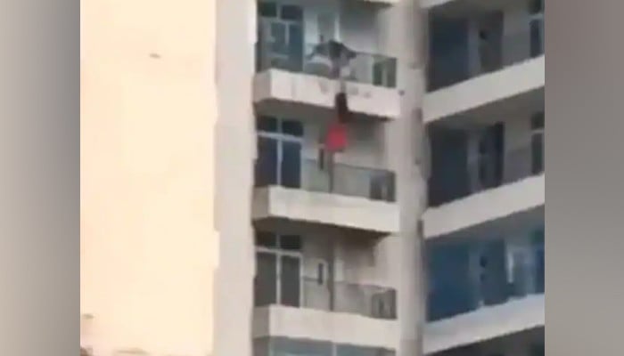 Video: Indian woman falls from ninth-floor balcony, survives miraculously