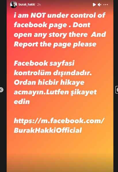 Ertugruls Sultan Aladdin actor Burak Hakkis Facebook account hacked