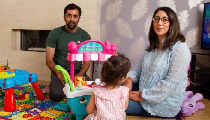 Humza Yousaf, wife Nadia El-Nakla and daughter Amal. Courtesy: Metro.co.uk