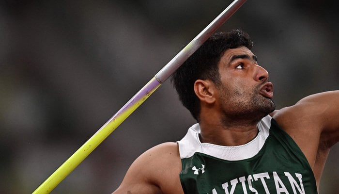 Pakistan´s Arshad Nadeem competes in the men´s javelin throw final during the Tokyo 2020 Olympic Games at the Olympic Stadium in Tokyo on August 7, 2021. Photo: AFP