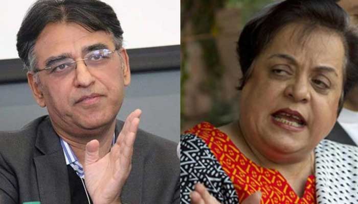 Federal ministers Asad Umar and Shireen Mazari.