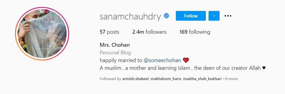 Sanam Chaudhry turns towards Allah, removes photos from social media