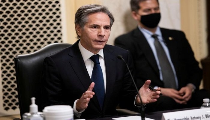 US Secretary of State Blinken speaks during a news conference. Photo: AFP