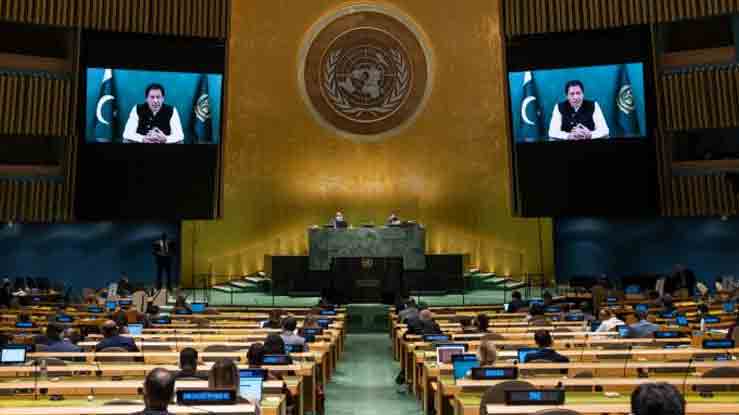 Prime Minister Imran Khan addresses the 76th session of the UNGA. -APP