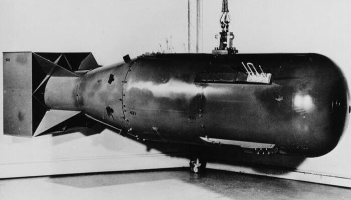 File photo of US atom bomb, nicknamed Little Boy, that was dropped on Hiroshima, Japan, on August 6, 1945.
