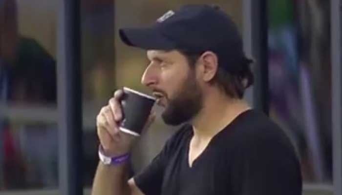 Former Pakistan captain Shahid Afridi spotted at the Dubai stadium. Photo: Twitter