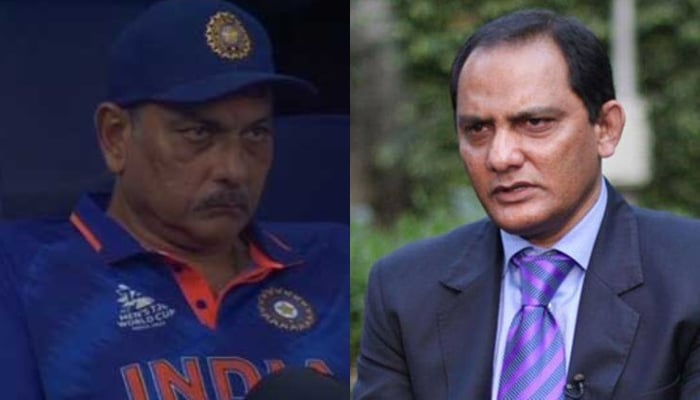 Indian coach Ravi Shastri pictured during the teams clash against New Zealand (Left) and former captain Mohammad Azahruddin. Photo: File