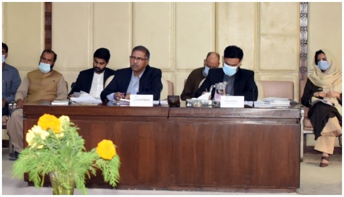 Syed Ali Zafar chairing meeting of Senate Standing Committee on Law and Justice on Wednesday. Photo: Senate website