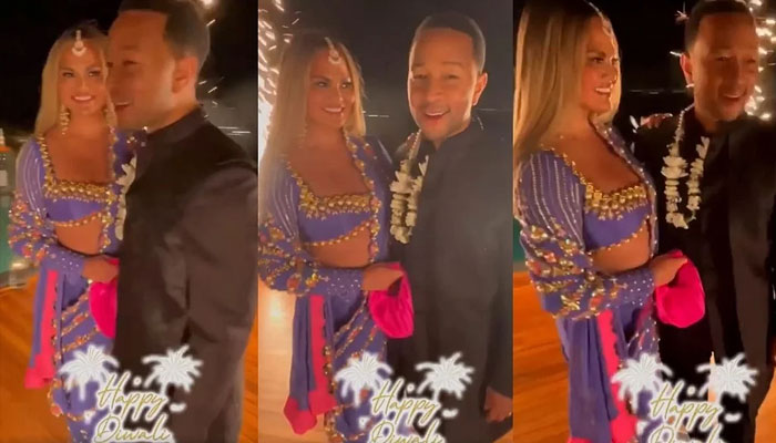 John Legend, Chrissy Teigen go desi for Nick Jonas, Priyanka Chopras Diwali party