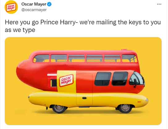 Oscar Mayer says it sent Wienermobile keys to Prince Harry after New York gala speech
