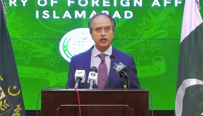 Foreign Office spokesperson Asim Iftikhar speaks during his weekly press briefing, in Islamabad, on November 18, 2021. — Facebook/foreignofficepk