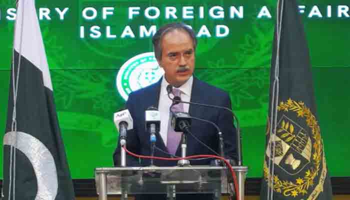 In this file photo, Foreign Office spokesperson Asim Iftikhar Ahmad addresses a press conference in Islamabad. — Photo courtesy Radio Pakistan