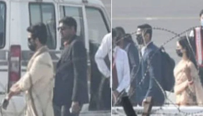 Newlywed Katrina, Vicky leave for Jaipur in helicopter: Watch Video