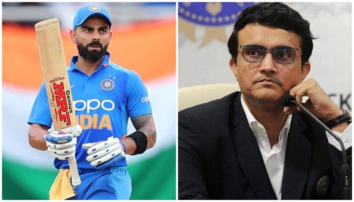 Former Indian skipper Virat Kohli (L) and BCCI President Sourav Ganguly — Twitter