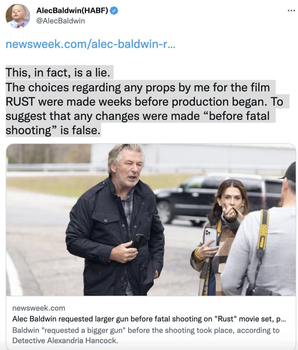 Alec Baldwin denies demanding ‘bigger gun’ prior to ‘Rust’ shooting