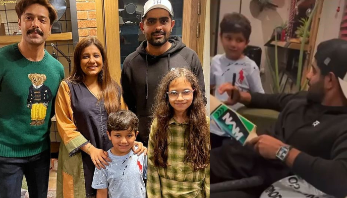 Fahad Mustafa on Wednesday hosted cricket captain Babar Azam for dinner at his house