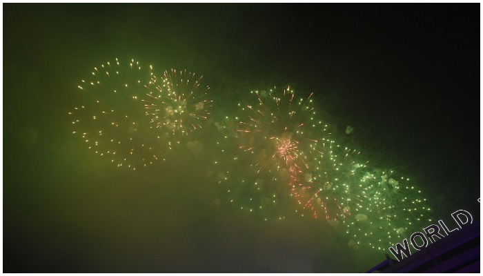 People watch the fireworks display during the New Year celebrations in Rawalpindi on January 1, 2019. Photo: AFP