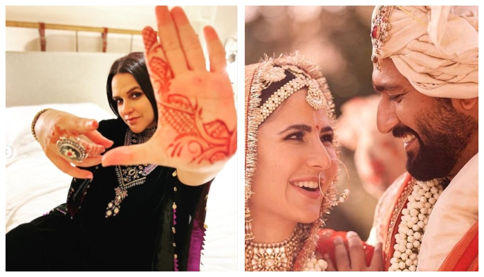 Neha Dhupia shares candid snaps from Vicky Kaushal-Katrina Kaifs wedding scene