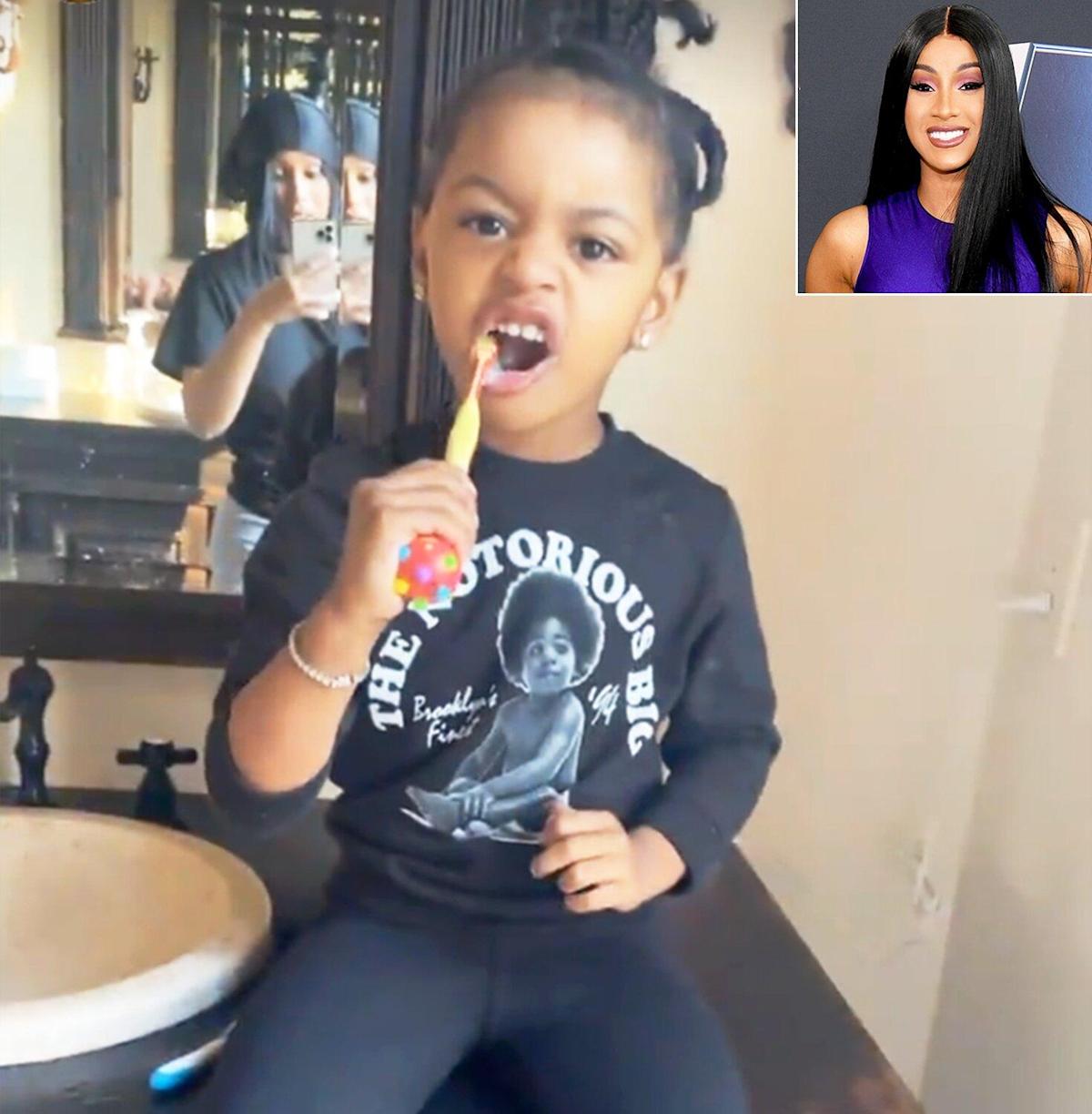 Cardi B posts a glimpse of her morning with kids