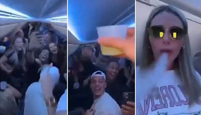 Influencers partying on the plane while ignoring preventive measures— twitter.com/Bonn_Miller