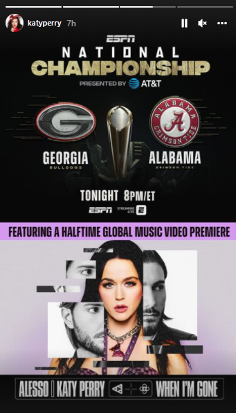 Katy Perry unveils ‘When I’m Gone’ music video during live football playoff