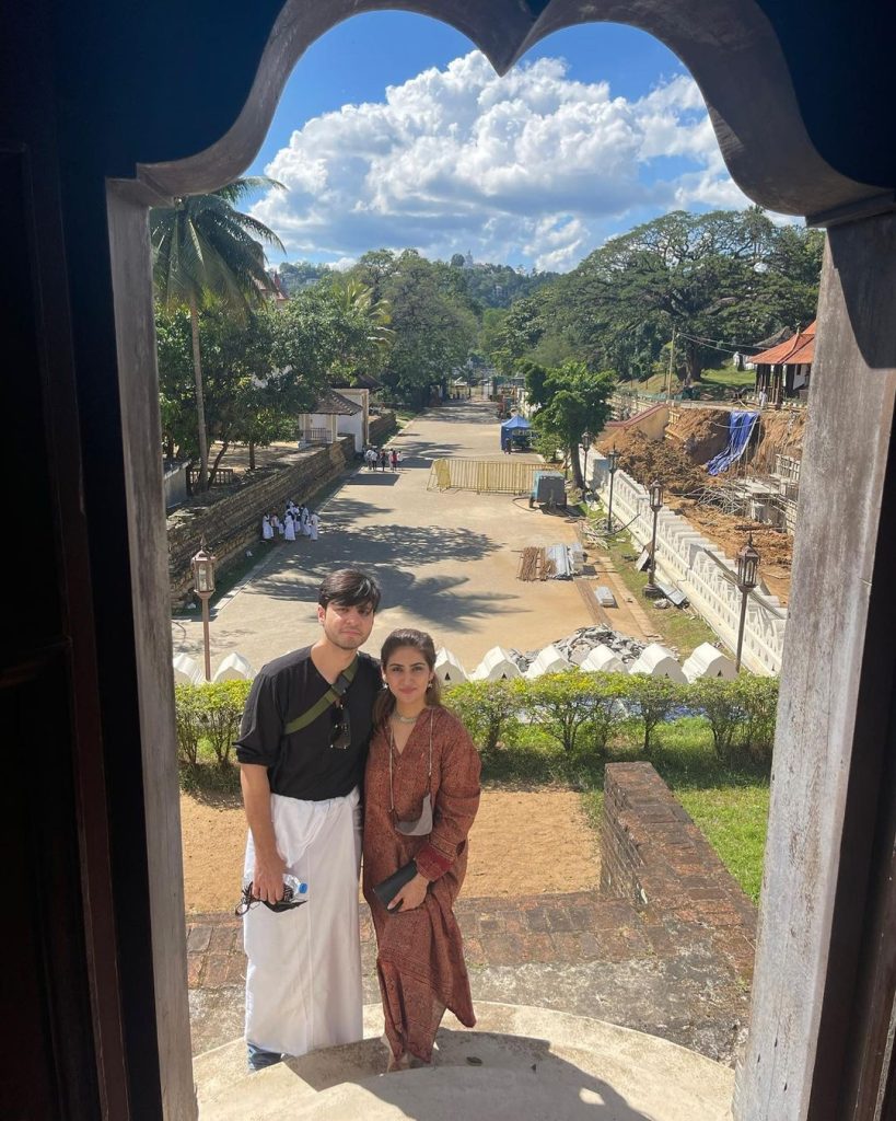 Hiba Bukhari, Arez Ahmed demand attention in Srilankan honeymoon outfits: See pics