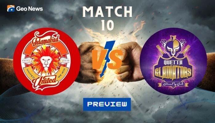 Islamabad United will take on Quetta Gladiators at the National Stadium Karachi today at 7:30pm. — Geo.tv