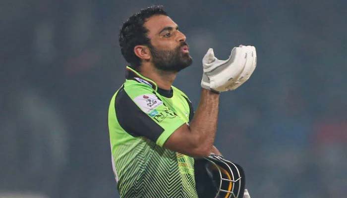 Lahore Qaladars batter Fakhar Zaman sends a flying kiss after he scored half-century against Quetta Gladiators at Gaddafi Stadium on Sunday, February 13, 2022. — Twitter/File