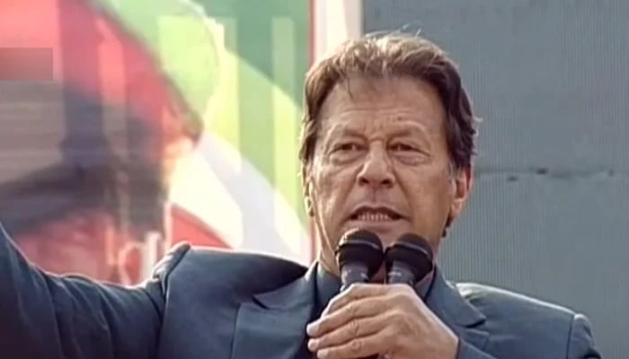 Prime Minister Imran Khan addressing a rally in Mandi Bahauddin, on February 18, 2022. — YouTube