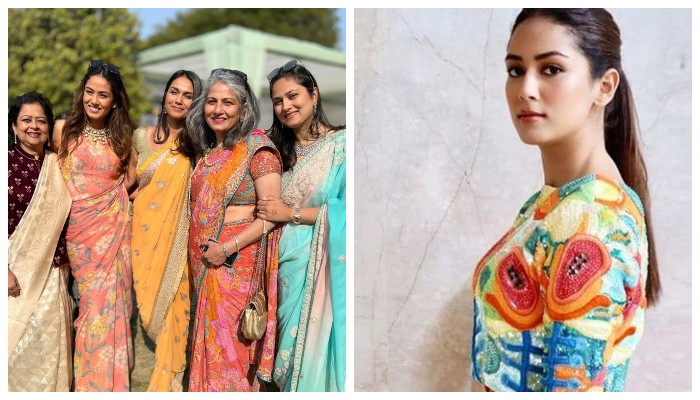 Mira Rajput Dazzles In Pink Floral Saree As She Poses For Family Event