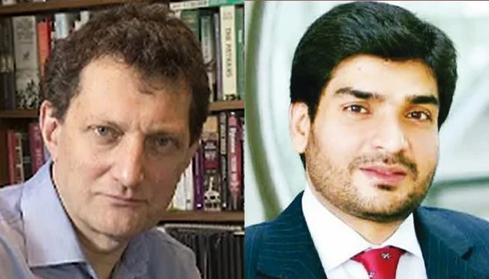 David Rose (left) and Shahbaz Sharif’s son-in-law Imran Ali Yousaf. — Daily Mail/ File