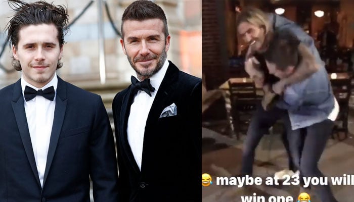 David Beckham fights with Brooklyn Beckham in the streets in throwback video