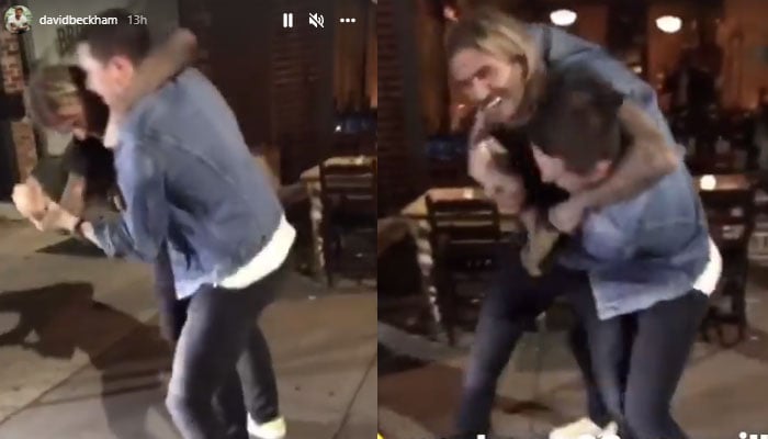 David Beckham fights with Brooklyn Beckham in the streets in throwback video