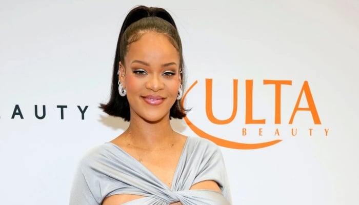 Pregnant Rihanna drops jaws in silver metallic outfit at Fenty Beauty event