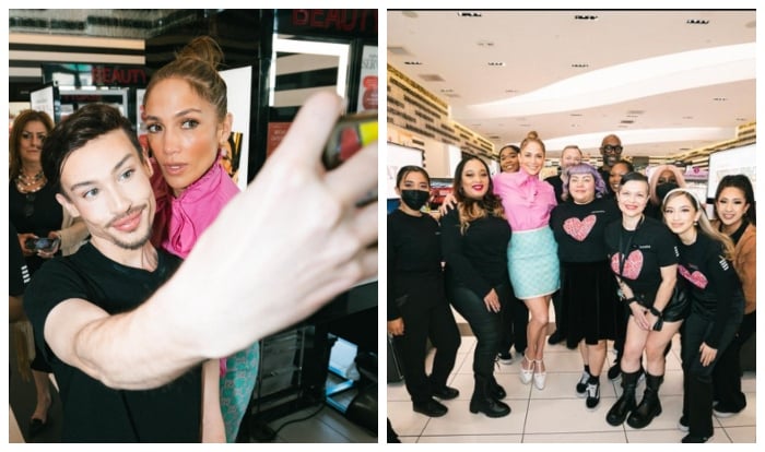 Jennifer Lopez turns heads in pink frilly top as she pays surprise visit to beauty store