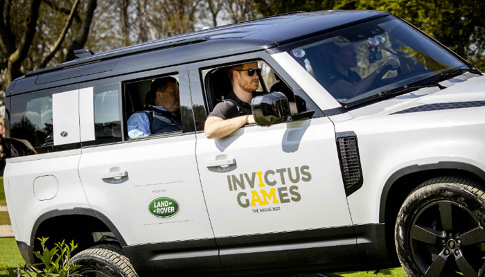 The Duke of Sussex takes part during the Jaguar Land Rover Driving Challenge at The Invictus Games in The Hague on April 16, 2022- AFP