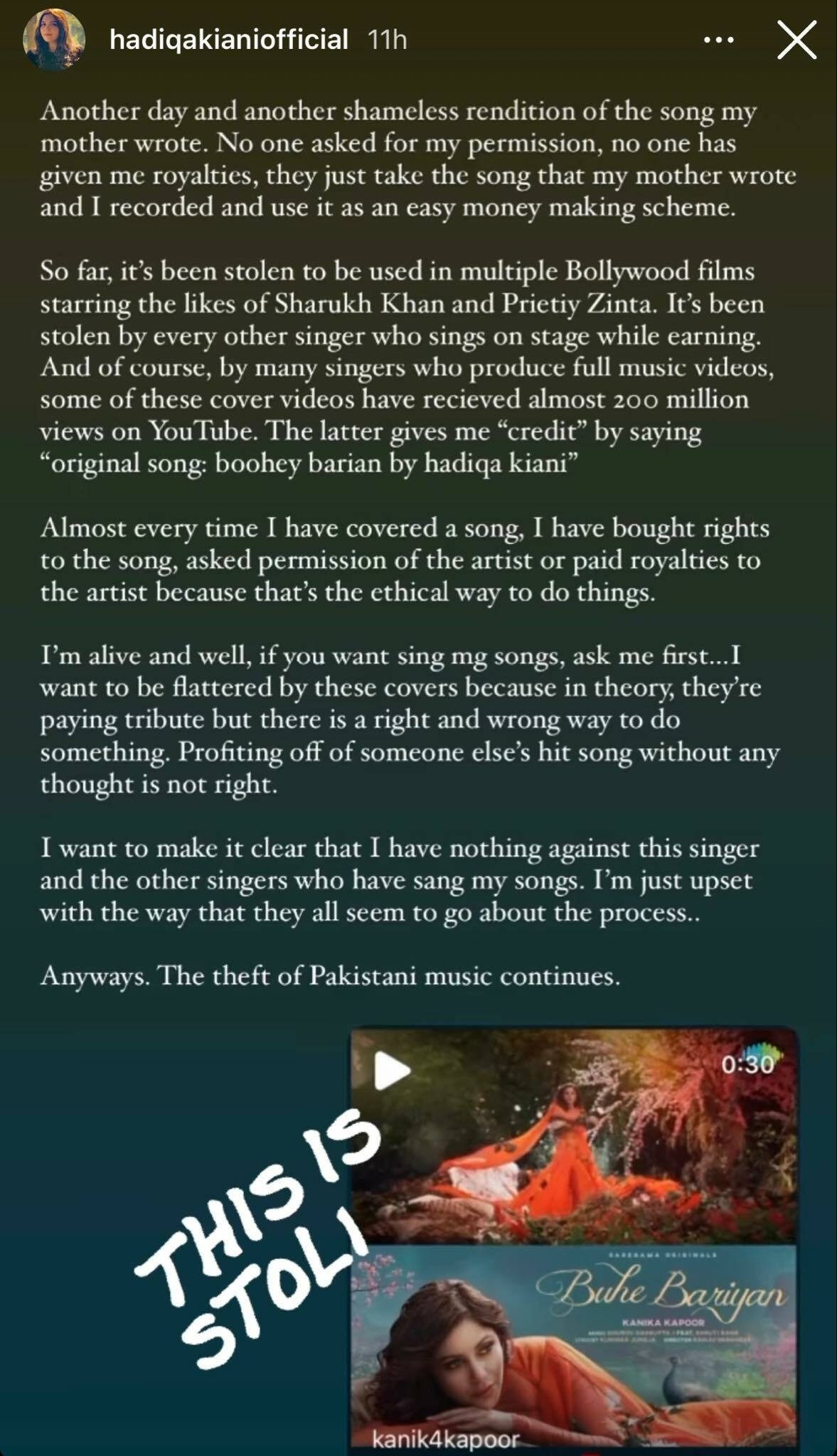 Hadiqa Kiani lashes out at ‘shameless rendition’ of her song by Indian singer