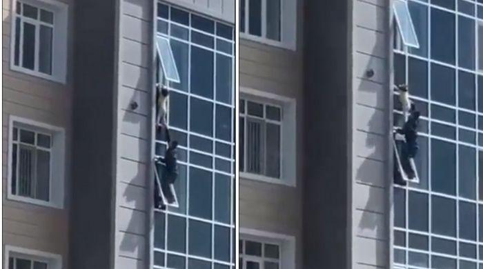 Watch: Man risks his life to save toddler from falling from 100-feet