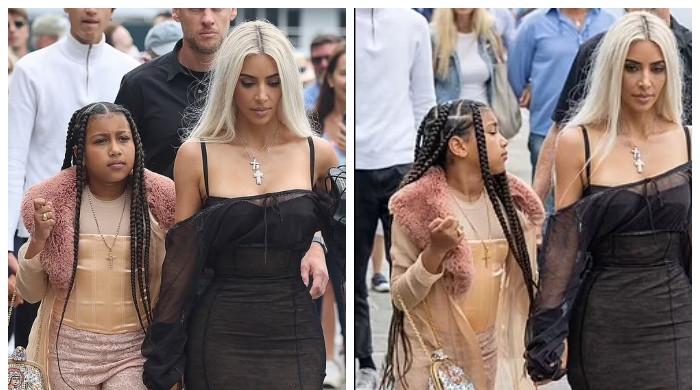 Kim Kardashian rocks black maxi dress as she steps out with daughter North