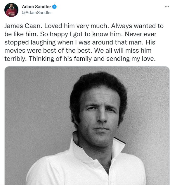 Al Pacino, Adam Sandler and others pay homage to iconic James Caan