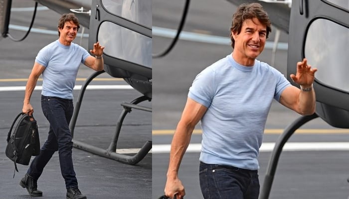 Tom Cruise channels ‘Top Gun’ look while piloting his own helicopter, see pics