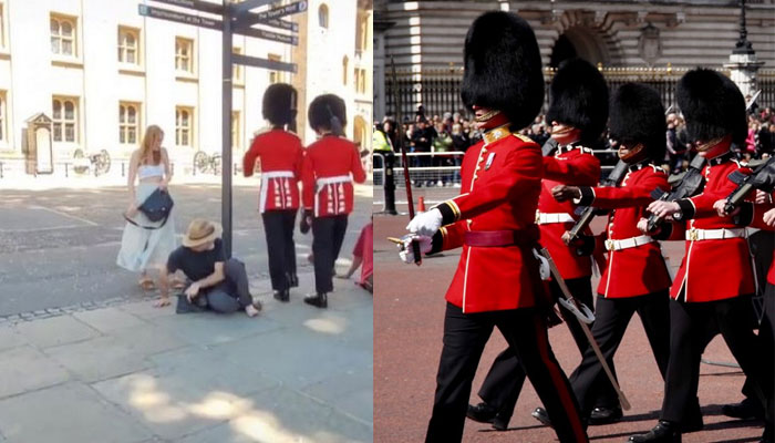 Queen’s guards kick ‘arrogant’ tourist’s shoes out of the way